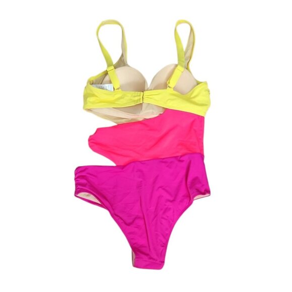 Swimsuits For All Bathing Suit Size 12 One Piece Yellow Pink Purple Cutout Side - Picture 6 of 6